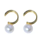 Clip-on Earrings Korean Simple Ear Clip S925 Silver Bright Round 3 Colors Freshwater Pearl Clip-on Earrings