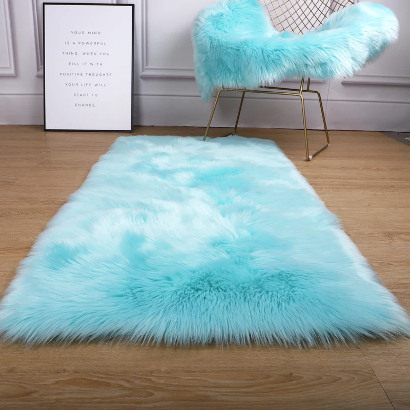 Washable Skin Mat Sheep Soft Fur Carpet Faux Floor Sofas Cushions Bedroom Rugs 