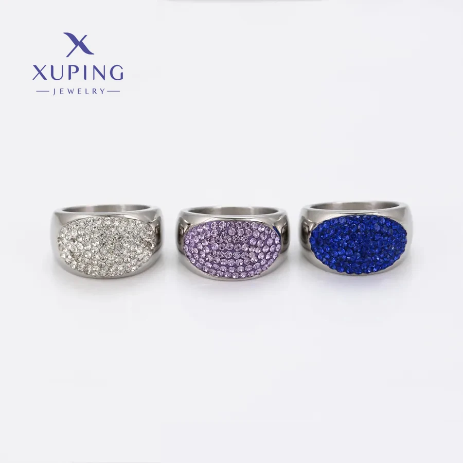 16260 XUPING Rhinestone Color Rings Fashion Jewelry for Men Wholesale Charm Crystal Inlaid Blue Rhinestones Ring for Man