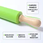 Dough Roller QUNHUI Long Wooden Handle With Non Stick Surface Silicone Rolling Pin Silicone Dough Roller