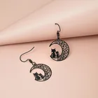 Earrings Fashionable Moon Hollow Out Fashion Earrings Cute Cat Personality Pendant Earrings