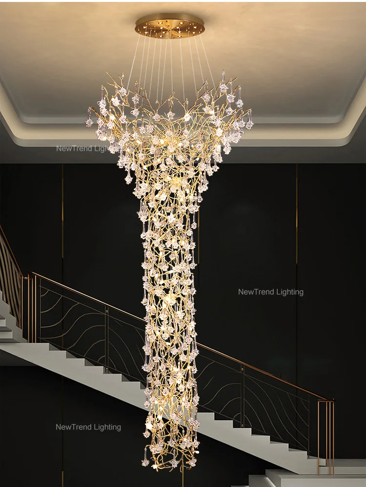 CPL-181 Modern Design Indoor Decoration Lighting Hall Hotel Lobby Custom Copper Custom Glass LED Chandelier Lamp supplier