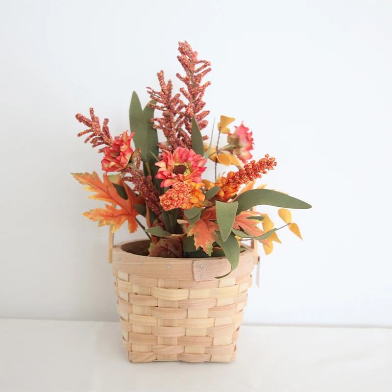 Wooden potted handmade Sunflower China wholesale home decor autumn/fall harvest artificial flower arrangement