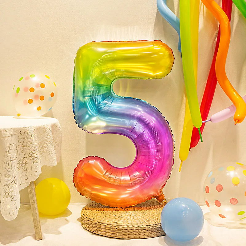 Hot sale 32 inch Jelly color number 0-9 aluminum foil balloon birthday party wedding decoration number balloon wholesale