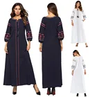 Dress Dresses 2021 Muslim Middle Eastern Turkey Dubai Floral Embroidered Dress Women Islamic Clothing Abayas Dresses