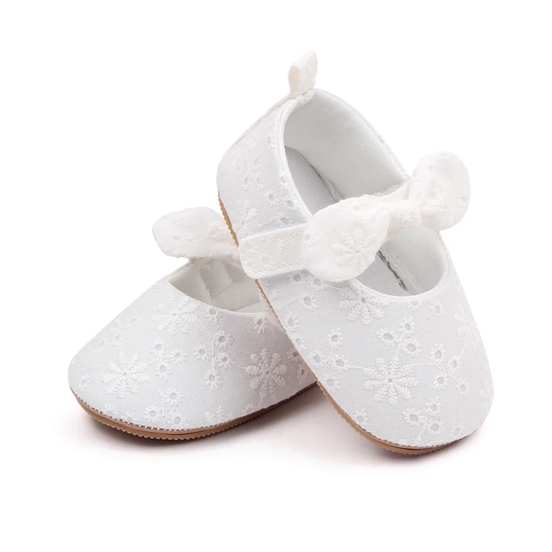 New Arrival Spring and Autumn Solid Color Bow Soft Soled Non-slip Baby Toddler Shoes for Girls manufacture