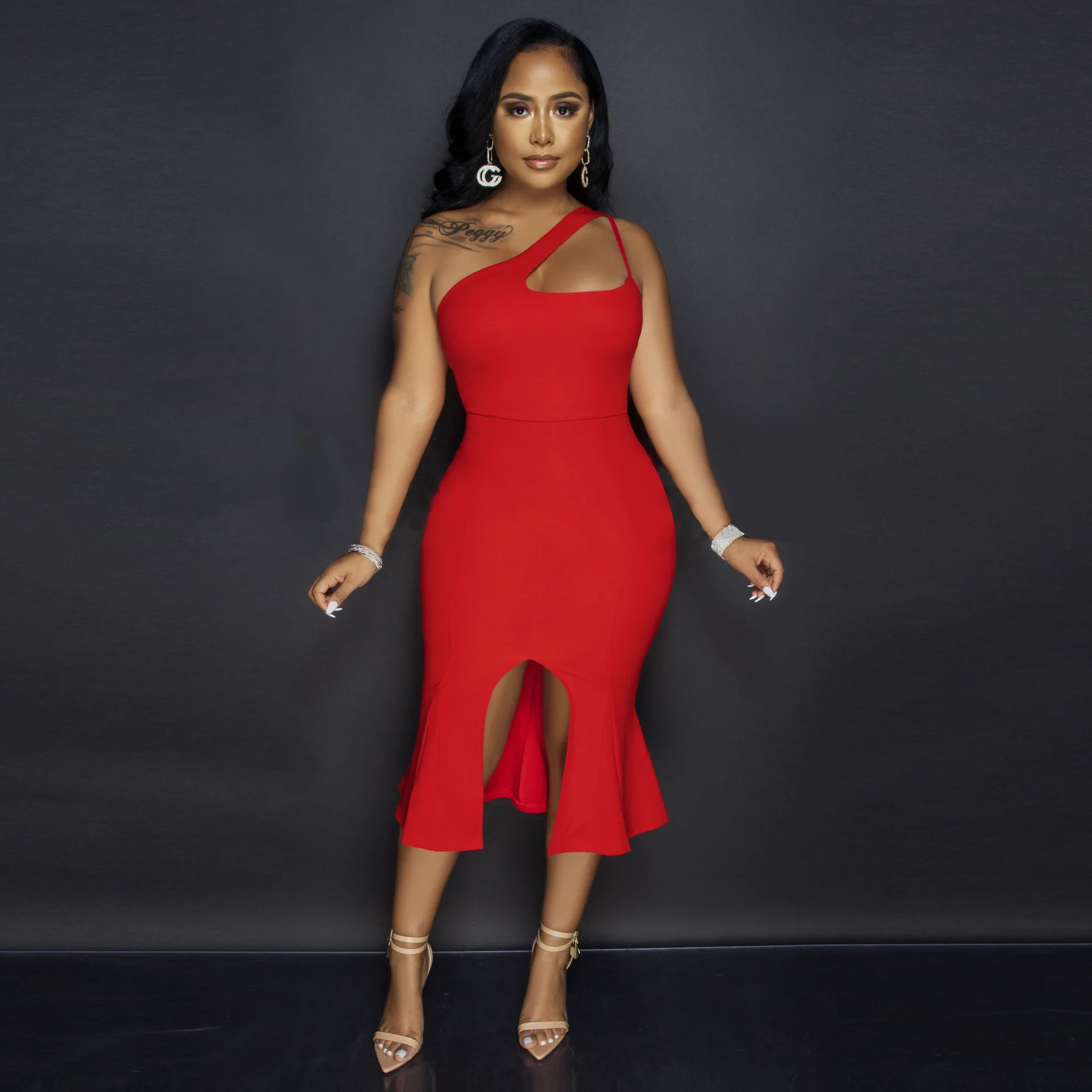 midi cocktail dress with slit