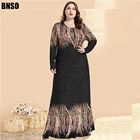Women's Plus Size Women's Color Printing Fashion Long-sleeved Casual Muslim Arab Dress For Woman