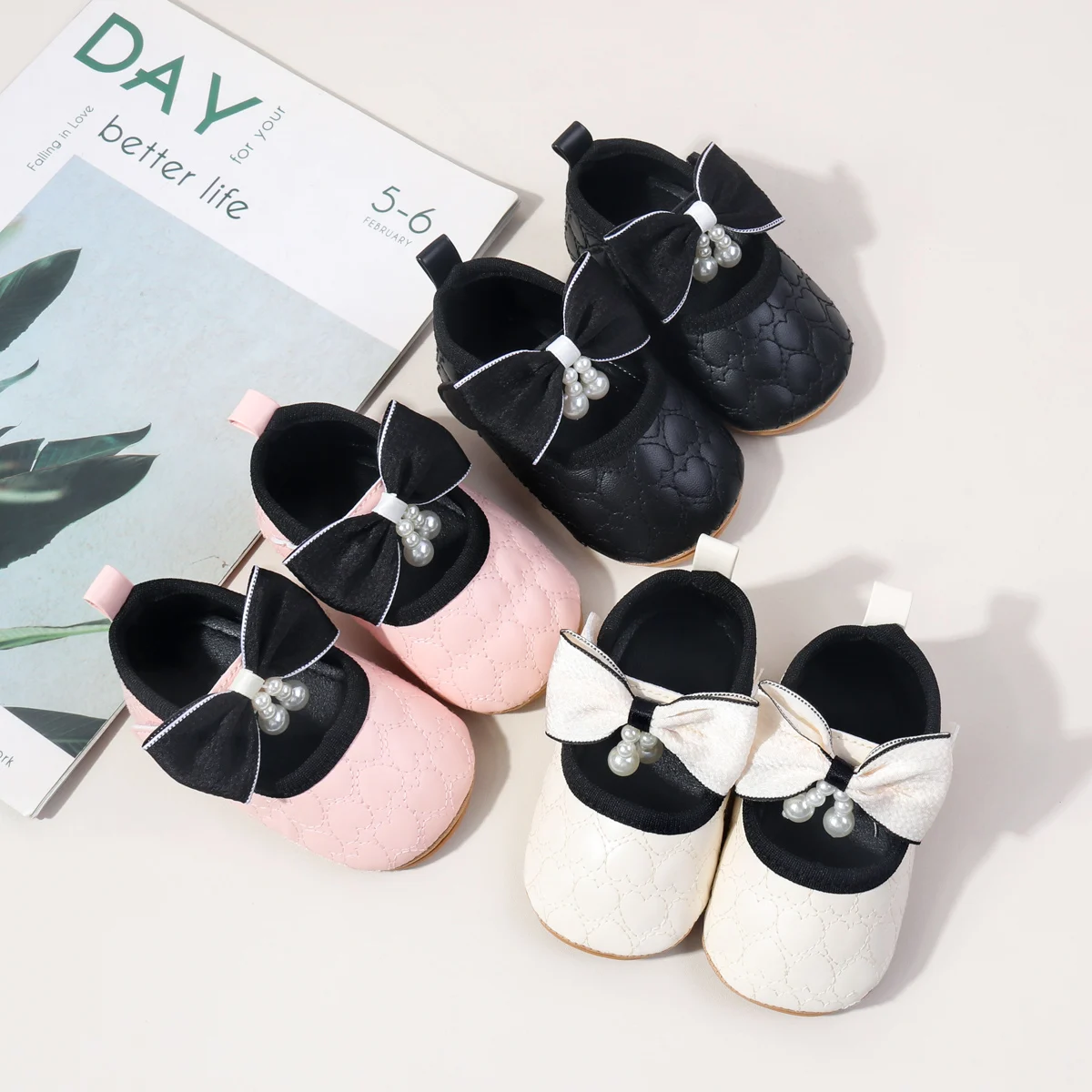 High Quality Bowknot Design Soft PU Leather Newborn Baby Infant Toddler Girls Shoes 2025 details