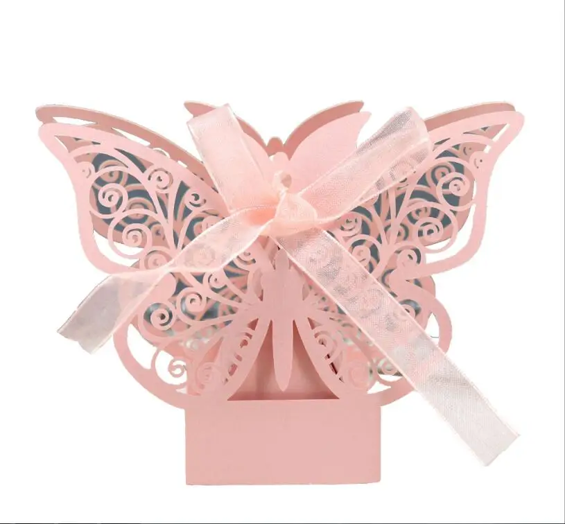 lase cut wedding sweets candy gift favour boxes with ribbon