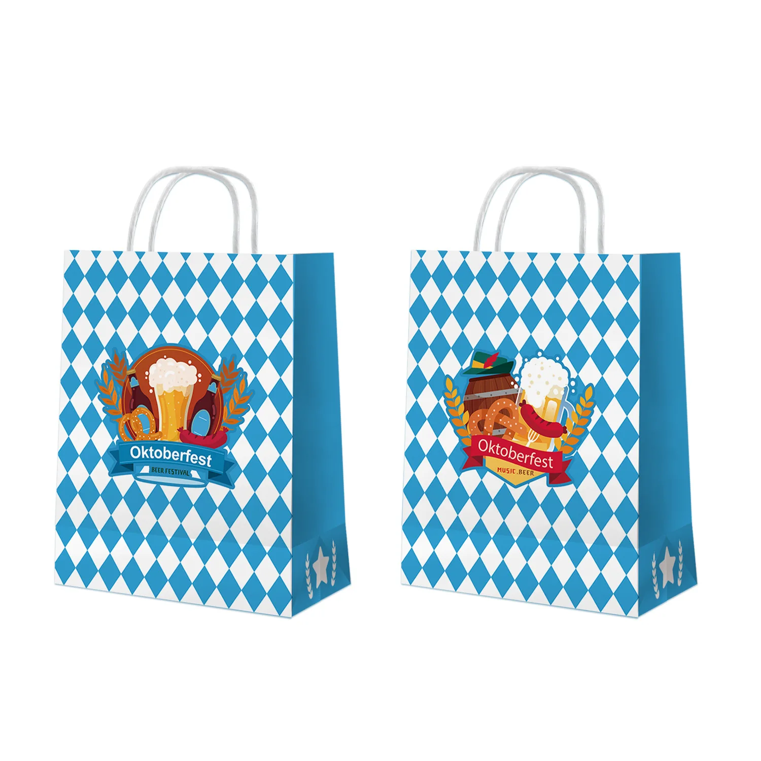 Oktoberfest Theme Holiday Gift Bag Portable Kraft Paper Bag Party Decoration Supplies Set