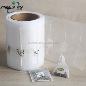 PLA Corn Fiber Biodegradable Mesh Empty Pyramids Flower Leaf Tea Bag Rolls With String Logo