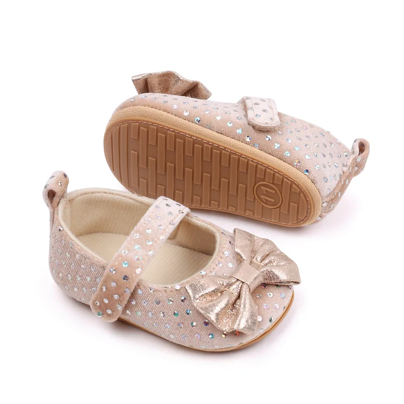 Spring and Summer Suede Polka-dot Bow Soft Soled Non-slip Baby Toddler Shoes for Girls details