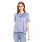 Silk Blouse Hot Popular Ladies Satin Silk Short Sleeve Blouse Round Collar Shirt Solid Summer Top Short Sleeve Blouse