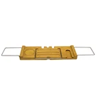 Bath Metal Durable Natural Bamboo Bathtub Caddy Bath Tray With Extending Metal Handles