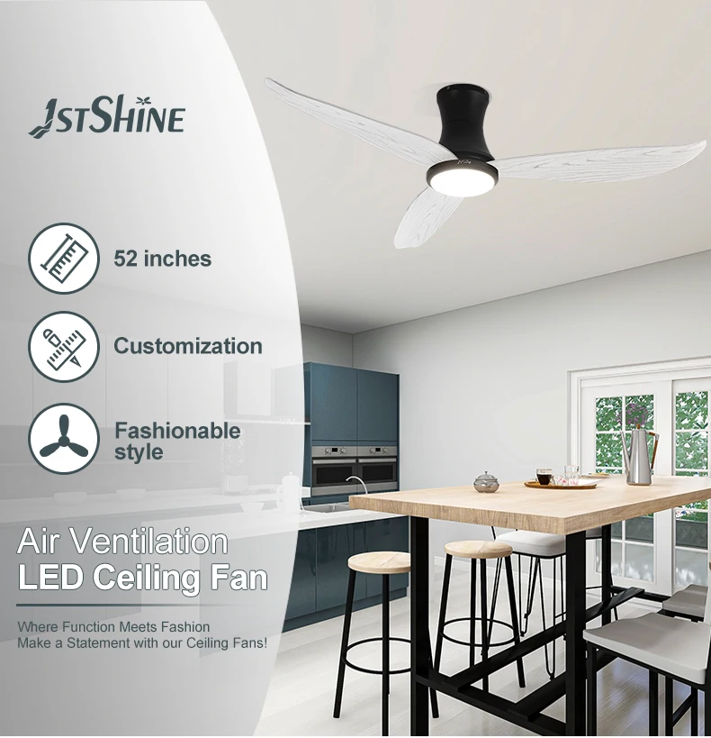 1stshine Led Ceiling Fan Elegant Design Low Ceiling Safety Protect Abs