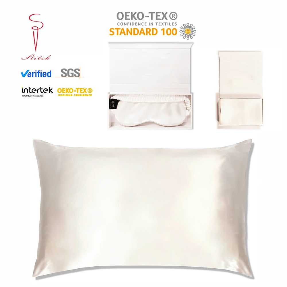 Wholesale Organic Luxury Queen Size Silk Pillow Cases & Cushion Cases 19mm Comfortable Mulberry Customizable Design Box White