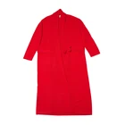 Long Coat Coats High Quality 100% Red Long Women Coat O Neck Cashmere Coats With Fur