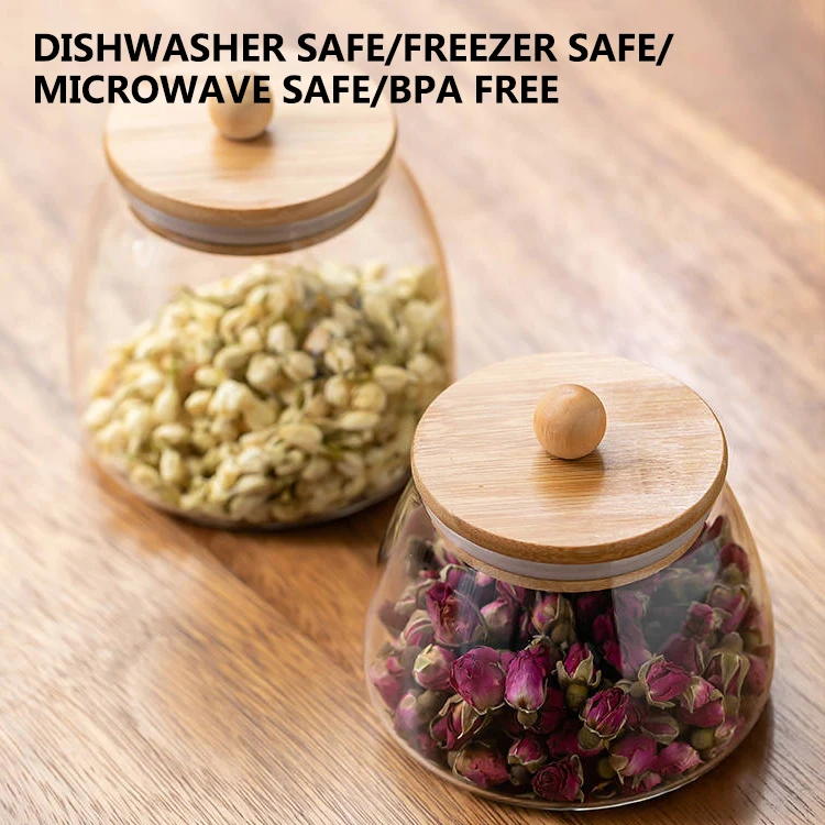 Transparent durable Top Quality Stackable Glass Food Storage Container With Leakproof Bamboo Lid Eco-Friendly Food Storage