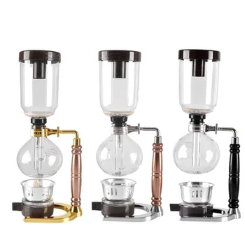 CAFEMASY Coffee Siphon with Wood Handle Espresso Coffee Syphon Metal Syphon Coffee Maker for 3 Cups