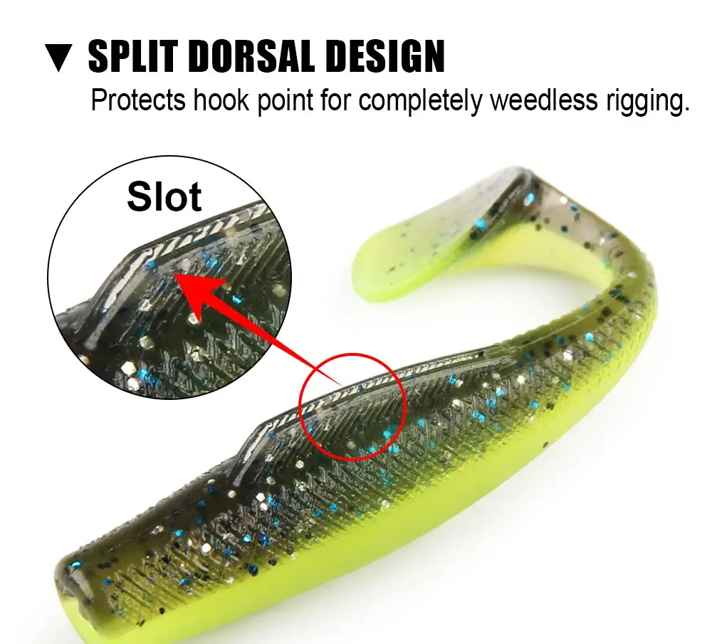 Spinpoler Fishing Lure Shad Paddle Tail Swimbaits Double Color Artificial  Bait For Bass Trout Walleye Crappie Fishing Tackle