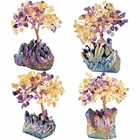 Quartz Cluster Natural Amethyst Gravel Crystal Stone Quartz Aura Crystal Cluster Specimen Lucky Tree Healing