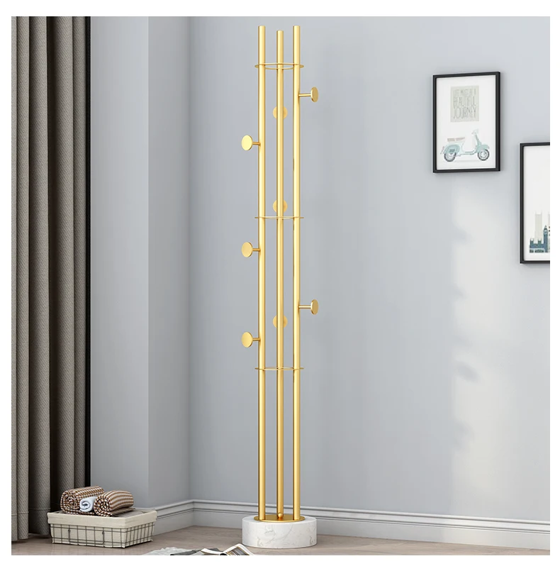 Wholesale home furniture iron coat rack cloths stand high quality metal coat hat hanger with marble base