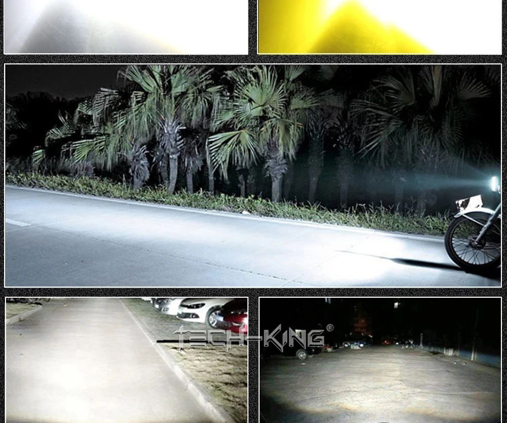 TECH-KING Super Brightness Projector Lens Light 12V-80V White yellow Universal H4 BA20D P15D Motorcycle LED Headlight Bulb Lamp