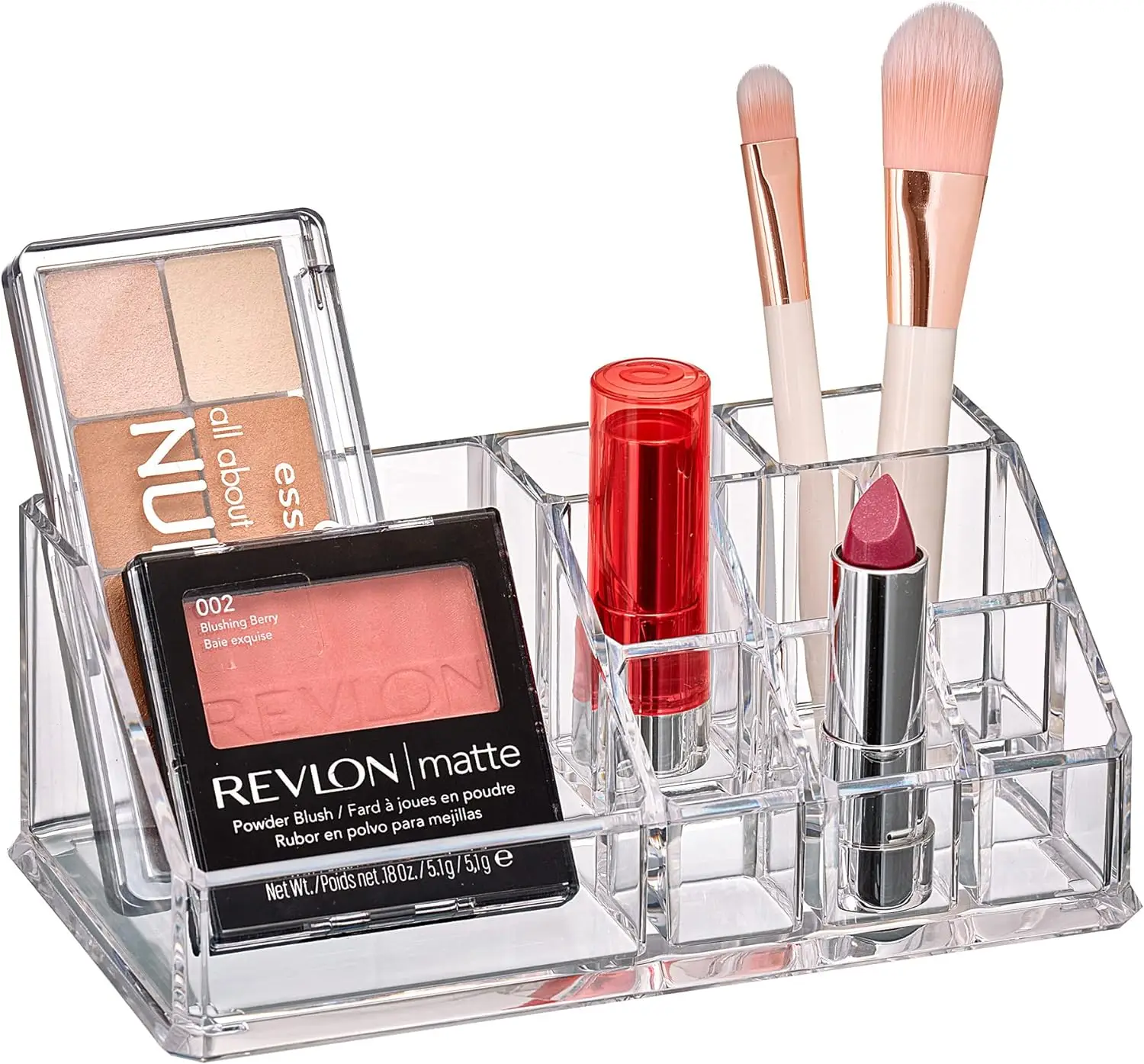Acrylic Cosmetic Organizer Transparent Plastic Makeup Holder  9 Compartments nail polish lipstick holder