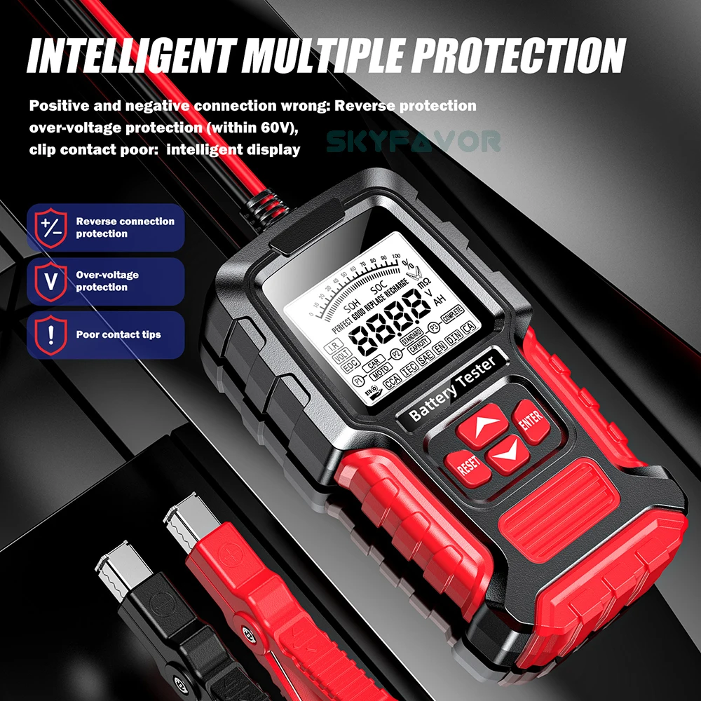 Automatic Maintenance-free deepcycle battery tester Universal 12V 24V lead acid battery CCA internal resistance tester analyzer