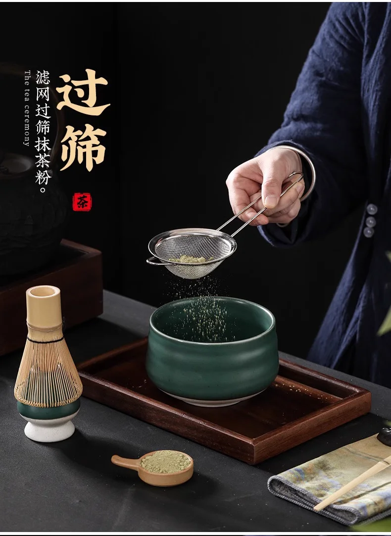 ODM Handmade Bamboo Whisk Chasen Set Japanese Matcha Bowl Scoop and Whisk Holder Matcha Set Customized for Ceremony details