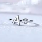 Ring Rings Name Ring S925 Women Adjustable Zircon A - Z Letters Initial Name Stackable Ring Alphabet Rings