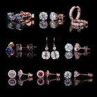Earring Studs Classic And Simple Design Round H A Brilliant Cut 0.5ct 1ct 2ct Moissanite Gold Earring Studs