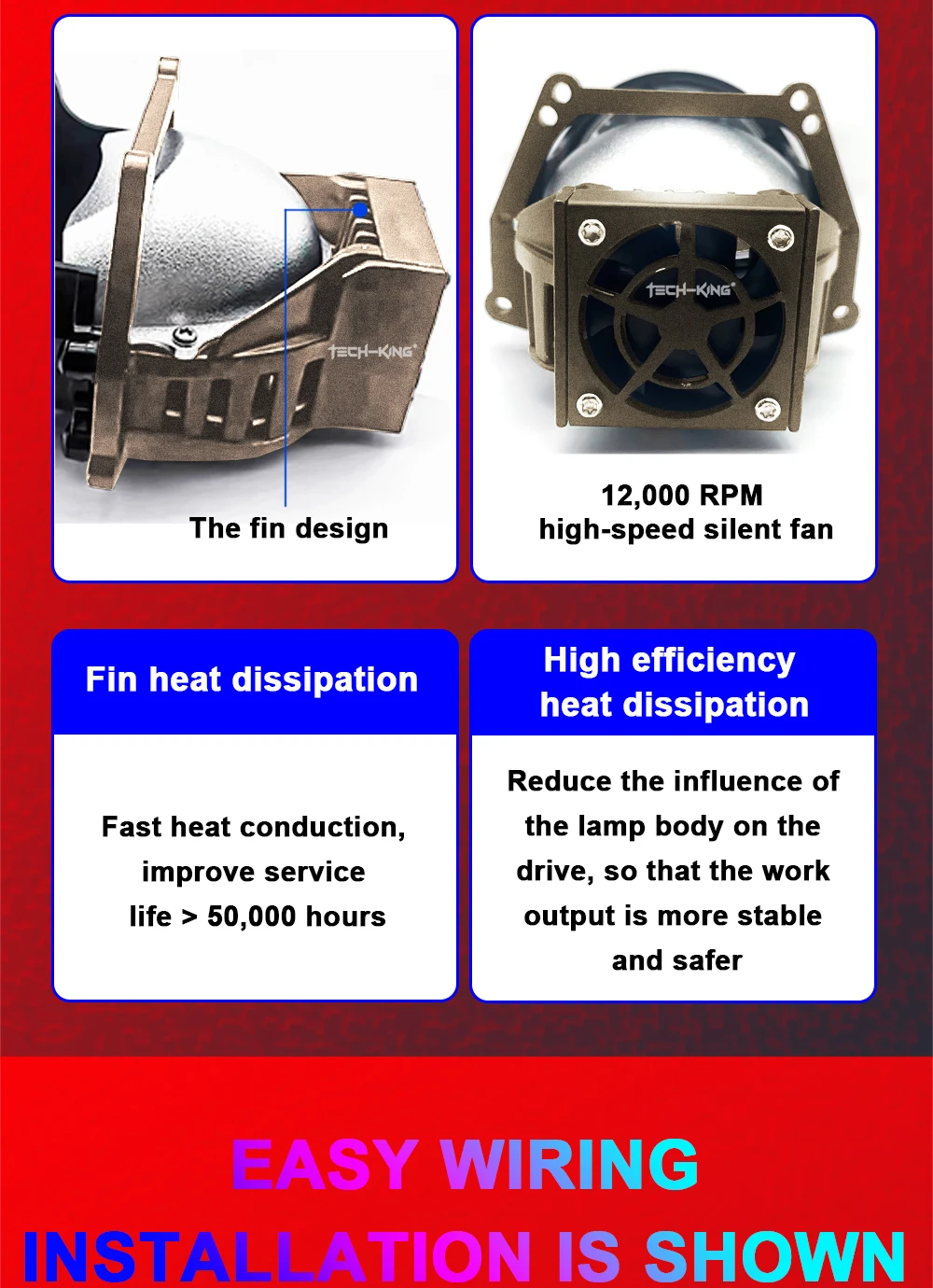 Car headlamp system bi led projector lens 3-inch double beam projection lens 126W double lamp cup LED projection lens headlights