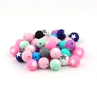 Wholesale Beads Star Wholesale Food Grade Baby Soft Teething Silicone Loose Round Beads With Star Inlays