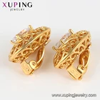Earrings Cz Earring 80290 Xuping Synthetic Cz Gold Color Ladies Oval Shaped Design Clip On Earrings