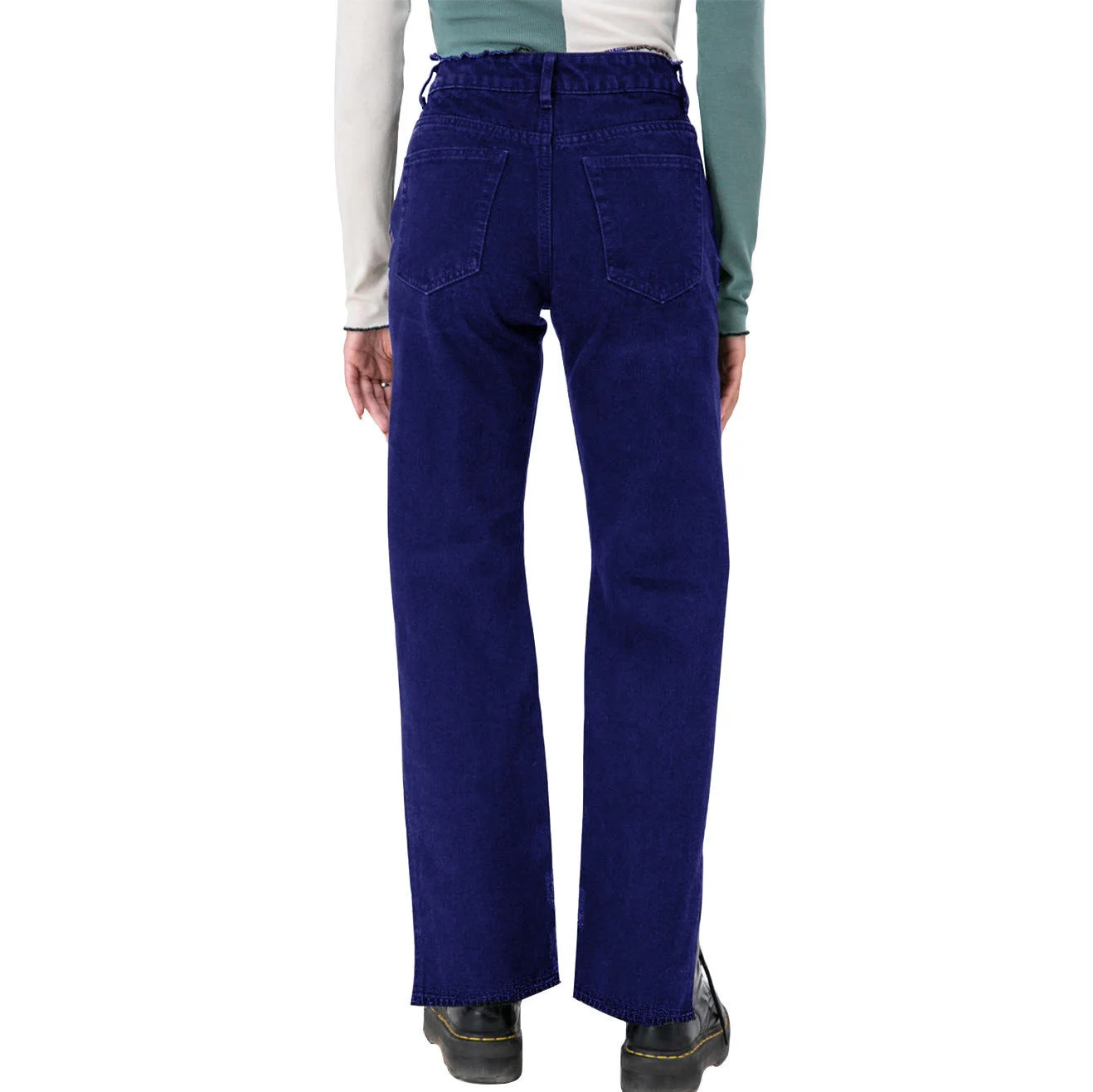 Women's High-End Euro-American Stretch Slim Cut Jeans Casual Mid Waist Solid Color Denim Trousers Straight Style factory