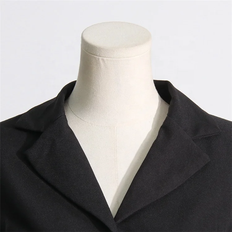 Women's 2023 New Autumn Casual Notched Black Jean Patchwork Short Blazers Elegant Long Sleeve Slim Coats for Women