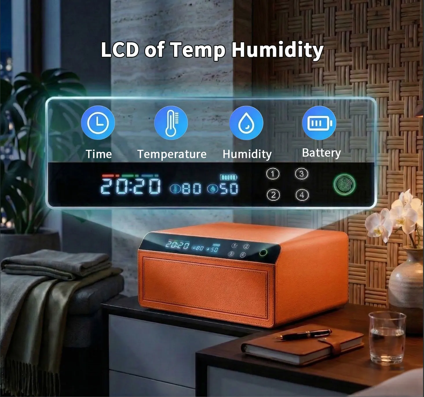 dr 1271 ft smart digital fingerprint smart safe box leather bluetooth drawer safe jewelry watch winder key safe box-3