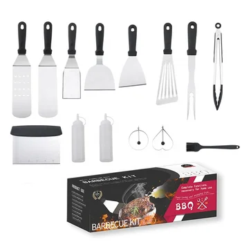 Home And Kitchen Stainless Steel Grill Spatula Set Restaurant Cooking Turner Scraper BBQ Griddle Accessories Tools Kit