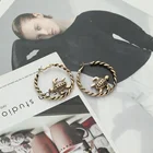 Copper Earrings Circular Golden Copper Fashion Earrings Women Jewelry Hawaiian C-shaped Earrings