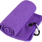 Towel White/Black/Blue/Grey/Customized Color Plain Embroidery Logo Microfiber Waffle Golf Towel With Hook Up