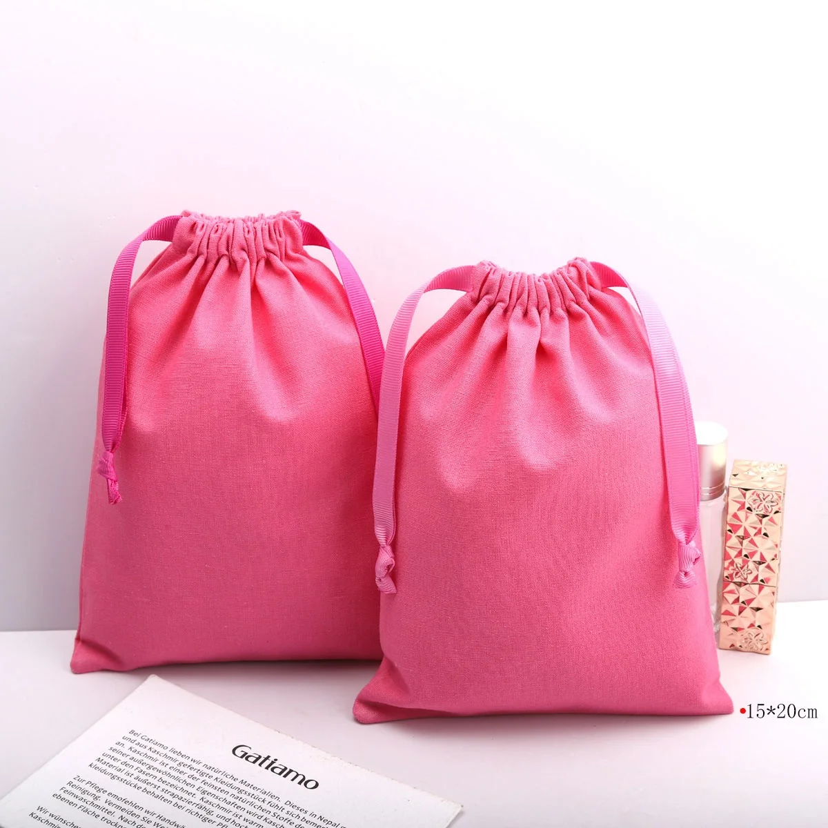 High Quality Pink Cotton Linen Drawstring Bag For Jewelry Gift Eco-friendly Soft Muslin Packaging Dust Cotton Pouch