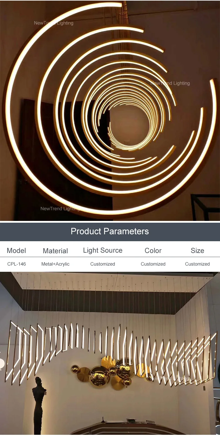 CPL-146 Custom Hotel Lobby Villa Gallery Indoor Decoration Project Lighting Modern LED Acrylic Circle Chandelier manufacture