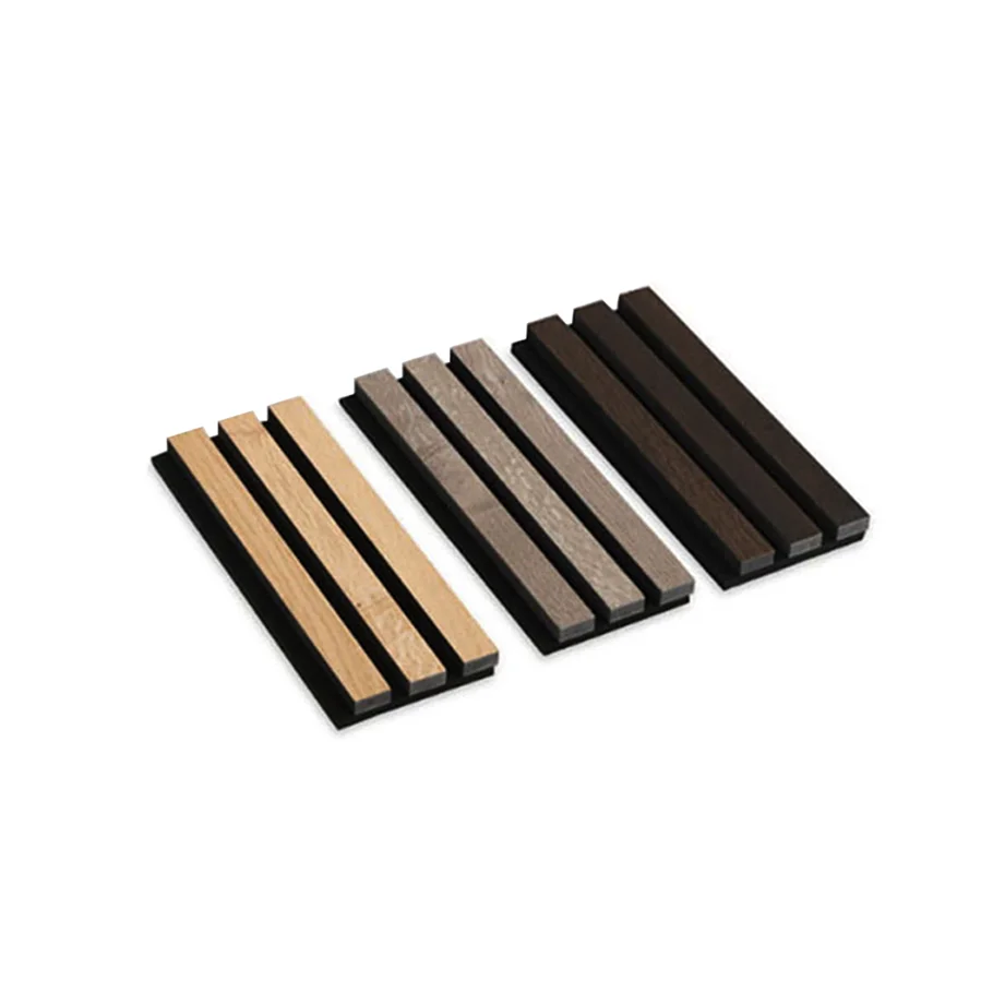 Professional Strong Toughness Fabric Covered Soundproofing Slat Wood Basic Black Acoustic Panel