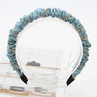 Hoop Chain High Quality Customizable 2.5cm Pure Color Hair Hoop Cotton Wrinkle Metal Chain Decoration Hairband