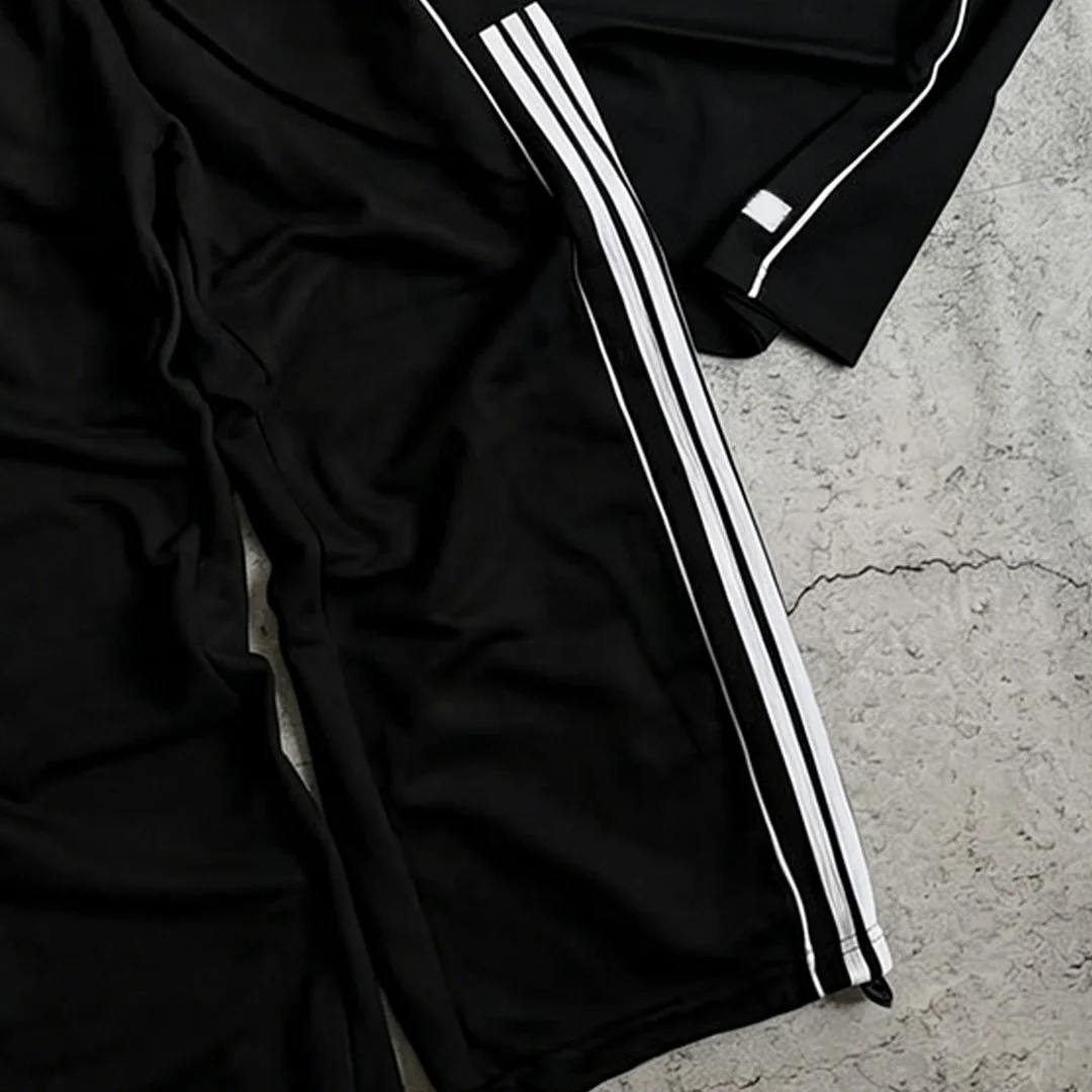 product 100 cotton custom streetwear tracksuit men oversized silhouette screen print t shirt casual sweatpants two piece set-2