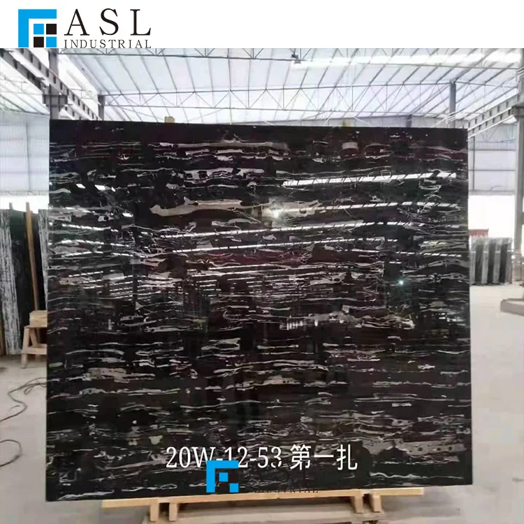 Factory direct cheap price natural china marmore black and white dragon silver portoro/potoro Italy marble slab