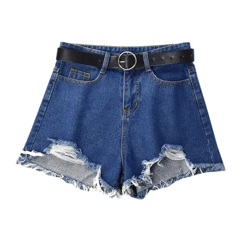 Casual High Waist Denim Shorts Women Summer Plus Size Pocket Tassel Hole Ripped jeans Short Female Femme Short Pants Women