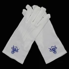 Custom Personalise Regalia White Church Cotton Nylon Masonic Embroidered Gloves